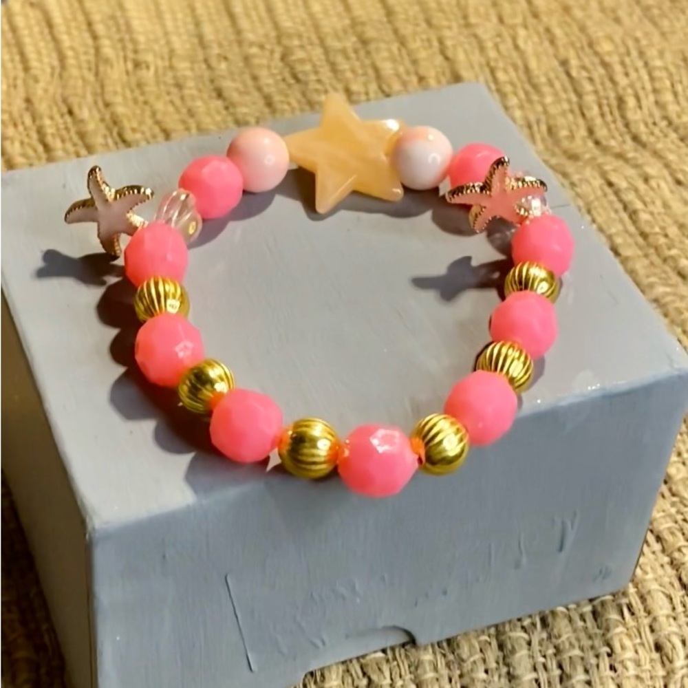 Pink and Gold Beaded Bracelet